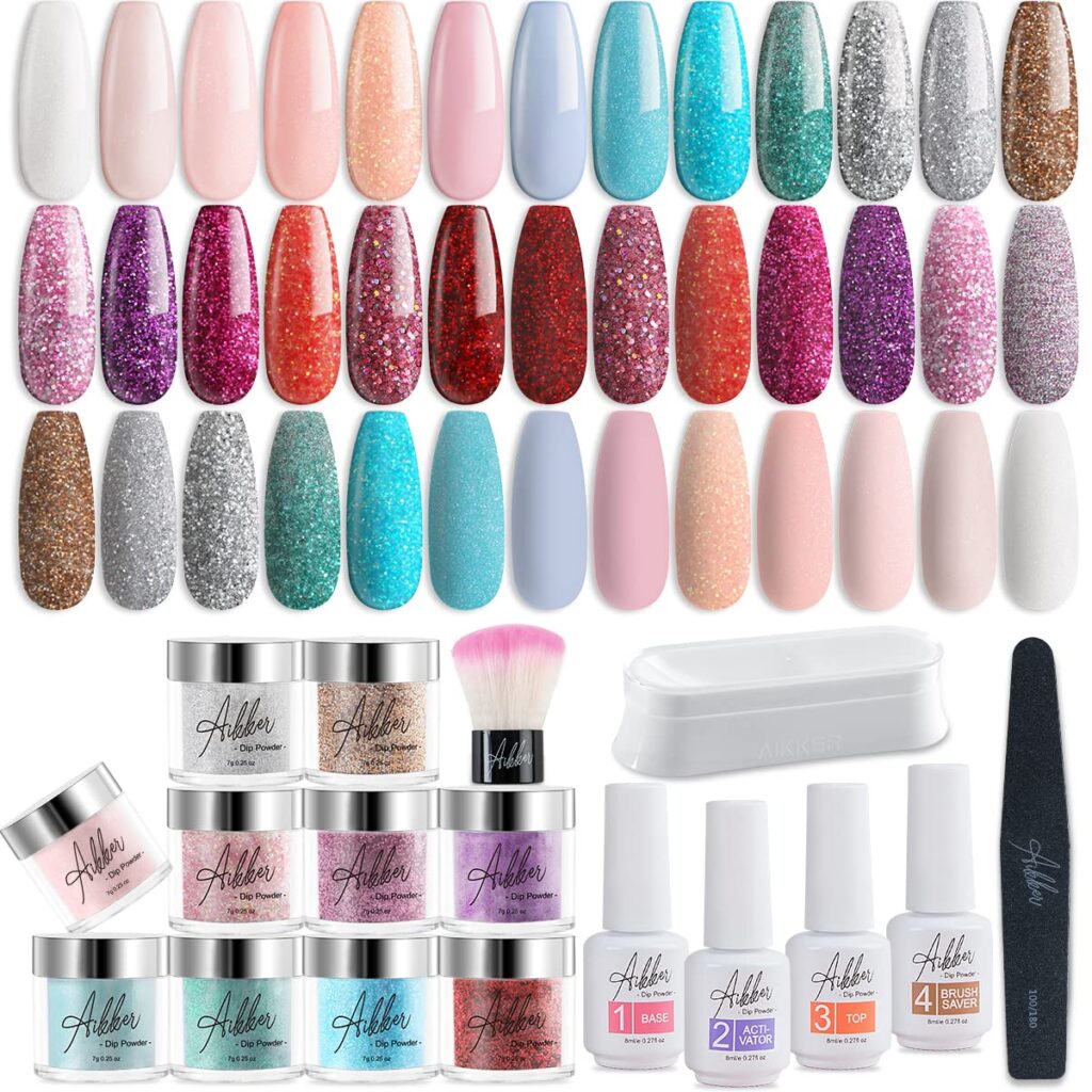 Aikker 20 Galaxy Color Dip Powder Nail Kit Starter with Everything