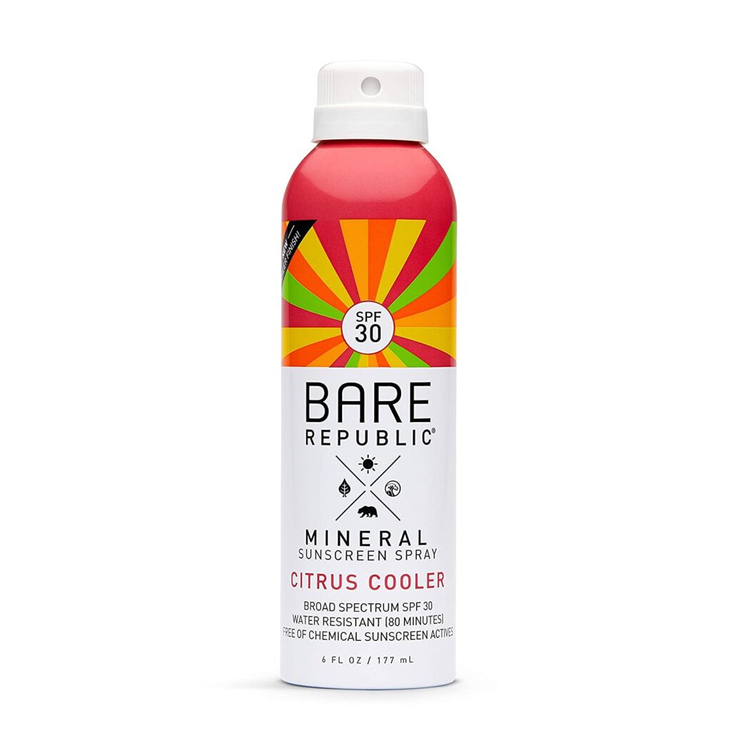 Bare Republic Mineral Sunscreen & Sunblock Spray with Zinc Oxide, Broad Spectrum SPF 30, Citrus Cooler, 6 Fl Oz - 2021 Formula