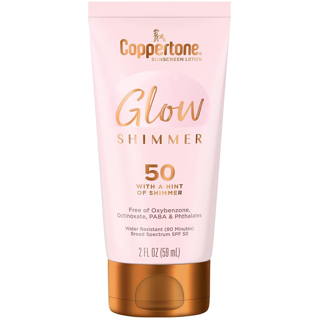 Coppertone Glow Hydrating Sunscreen Lotion with Illuminating Shimmer Minerals and Broad Spectrum SPF 50