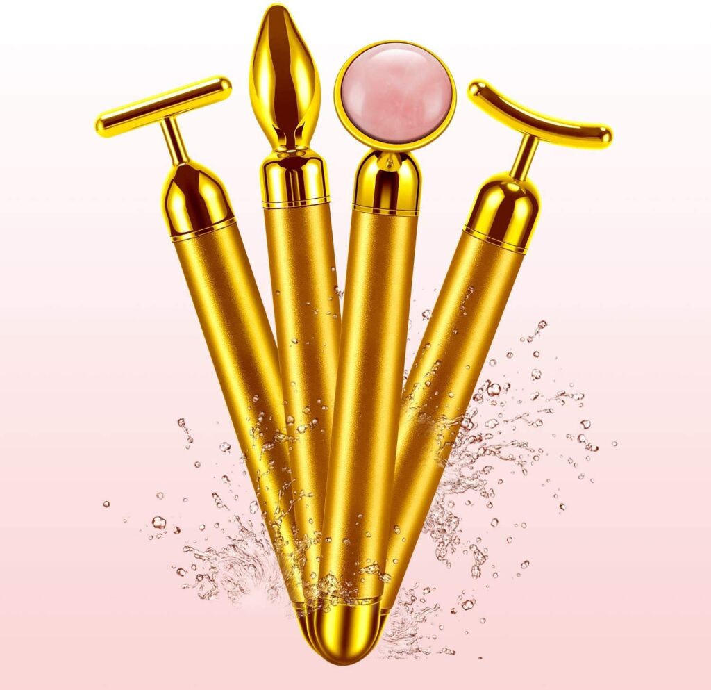 Dangshan 4-in-1 Face Massager Roller 24k Golden Face Roller, Arm Eye Nose Massage for Face Facial Massager Skin Care Tools