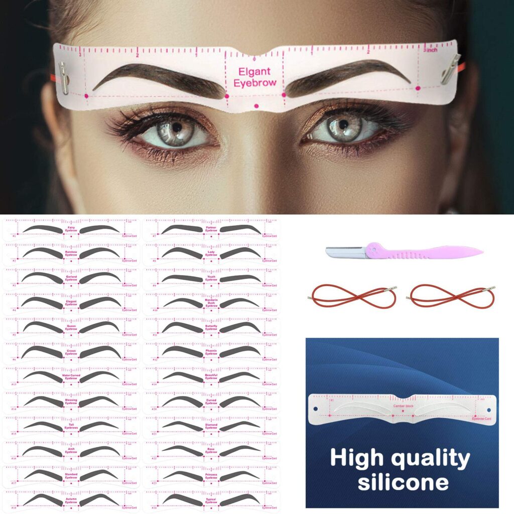 Aresvns Eyebrow Stencil 24 styles ,Reusable Eyebrow Template with Strap for Women , Popular Eyebrow Shapes ,Suitable Sizes,Eyebrow makeup kit