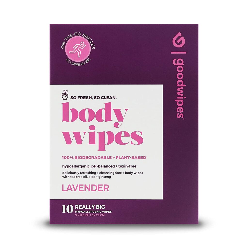 Goodwipes Really Big Body Wipes, Lavender Scent, Plant Based and Hypoallergenic, Wipe Away Sweat and Odor, for Face and Body, with Aloe and Ginseng