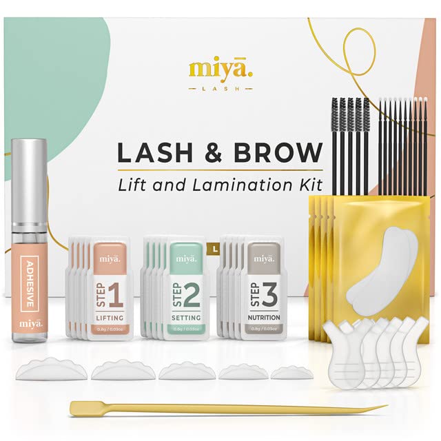 MIYA LASH 2 in 1 Lash Lift & Brow Lamination Kit | Instant Fuller Eyebrows, Eyelashes | Salon Result lasts 8 weeks 
