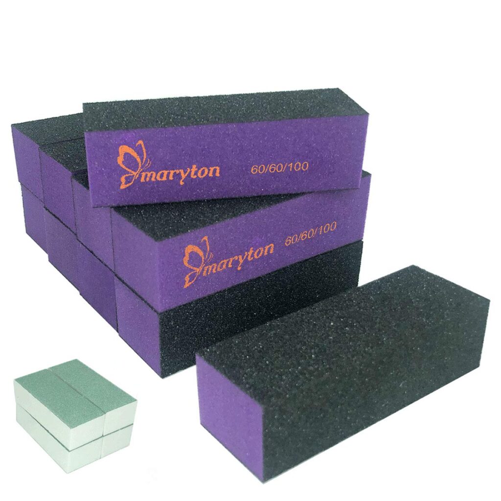 Maryton Nail Buffer Sanding Block Polisher Buffing File 60/100 Grit for Acrylic Nail Art Kit Manicure Tools 10 PCS
