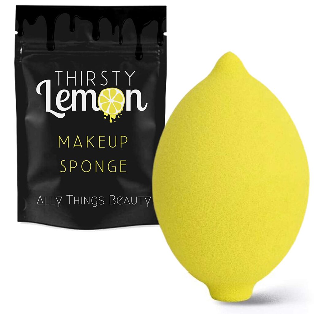 Thirsty Lemon Makeup Sponge by Ally Things Beauty | Yellow Lemon Shaped Makeup Blender for Liquid Foundation, Cream or Powder Blending - Cosmetic Applicator