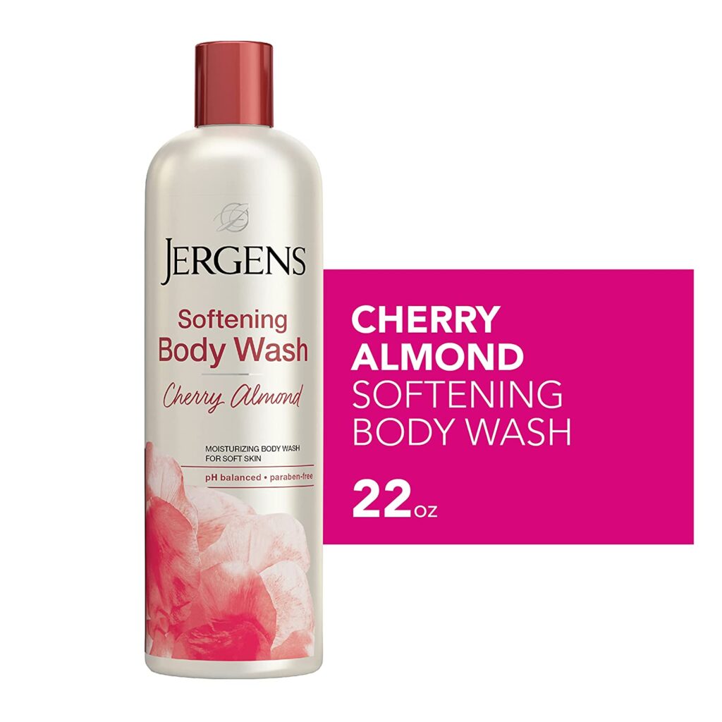 Jergens Softening Cherry Almond Body Wash, Daily Moisturizing Skin Cleanser, Paraben Free, 22 Ounces, Infused with Cherry Almond, pH Balanced