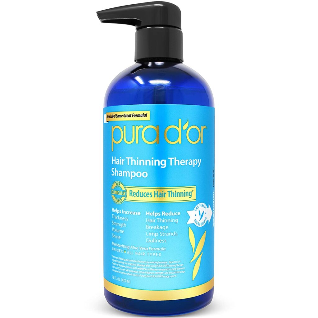 PURA D'OR Hair Thinning Therapy Biotin Shampoo ORIGINAL Scent (16 oz) w/Argan Oil, Herbal DHT Blockers, Zero Sulfates