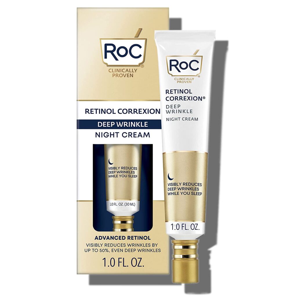 RoC Retinol Correxion Deep Wrinkle Anti-Aging Night Cream, Daily Face Moisturizer with Shea Butter, Glycolic Acid and Squalane, Skin Care Treatment