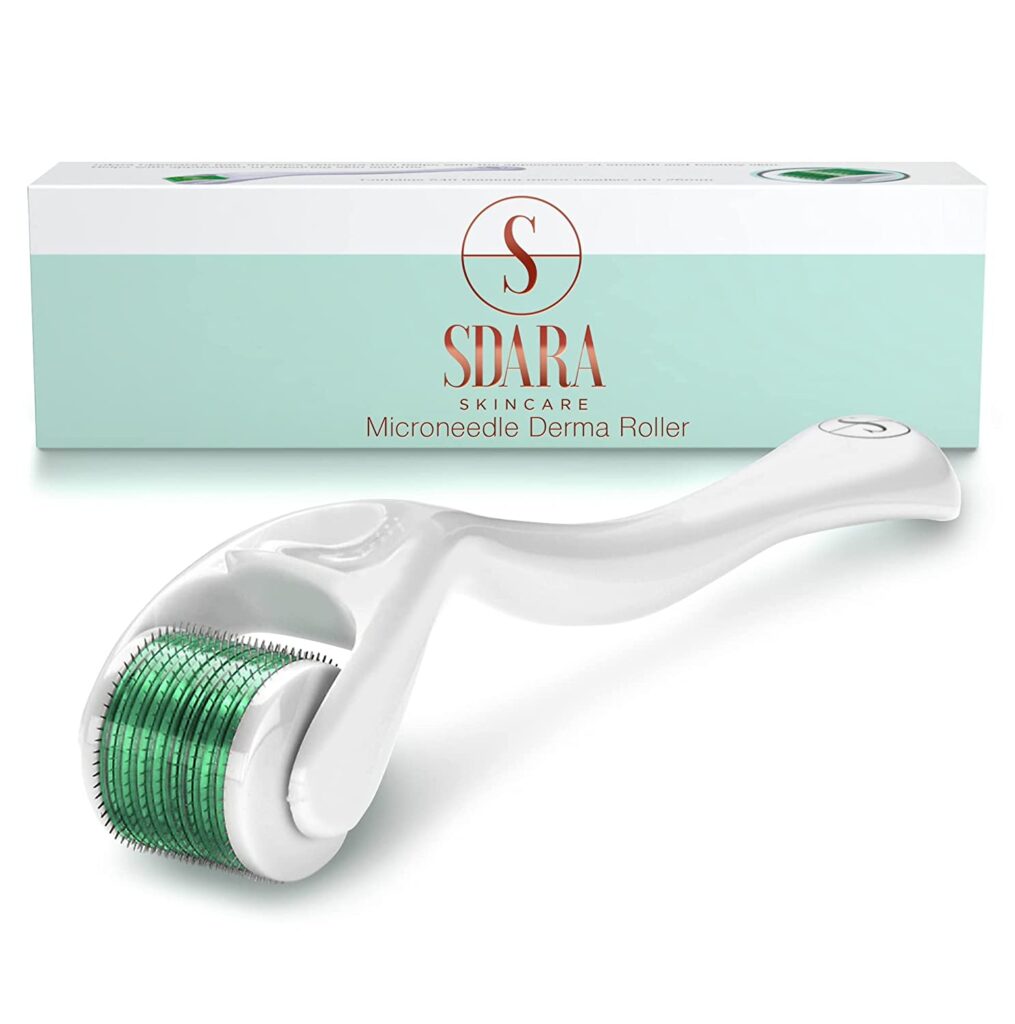 Sdara Skincare Derma Roller Microneedling Roller with 540 Titanium ﻿Micro Needles, Storage Case Included