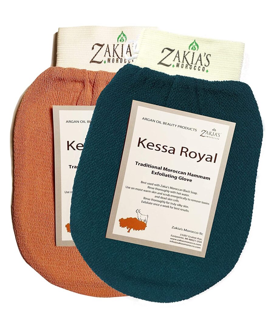 The Original Kessa Exfoliating Glove - Value Pack - Rough and Smooth - Remove dead skin, dirt and grime - great for self-tanning