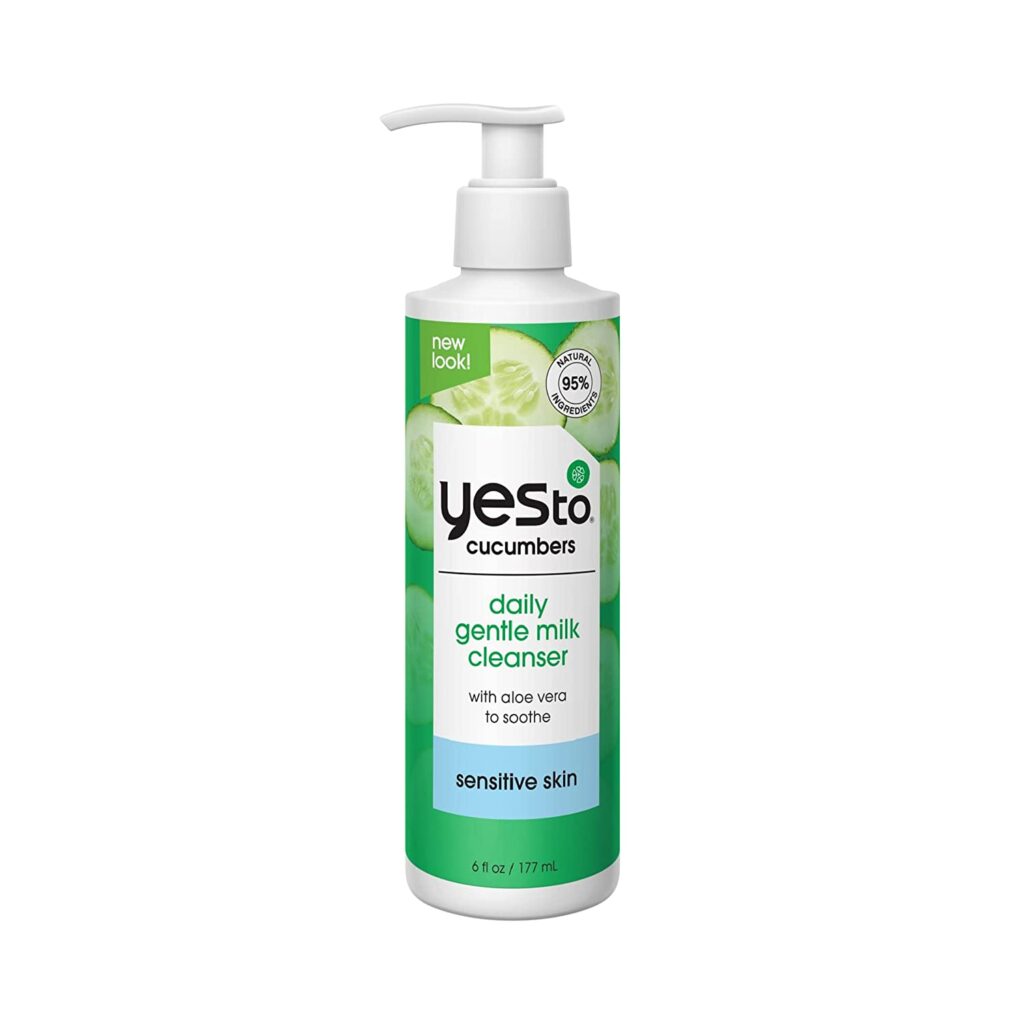 Yes To Cucumbers Soothing Gentle Milk Cleanser, 6 Fl Oz, For Sensitive Skin To Soothe And Calm, Soy Proteins And Green Tea