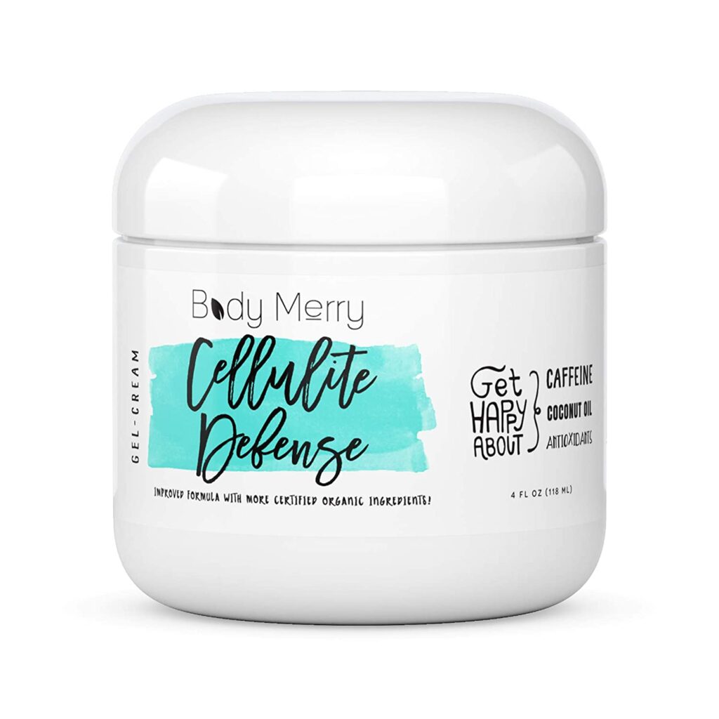 Body Merry Cellulite Defense Gel-Cream - Anti Cellulite Body Treatment for Firming & Toning w/Natural Caffeine + Coconut Oil + Peppermint