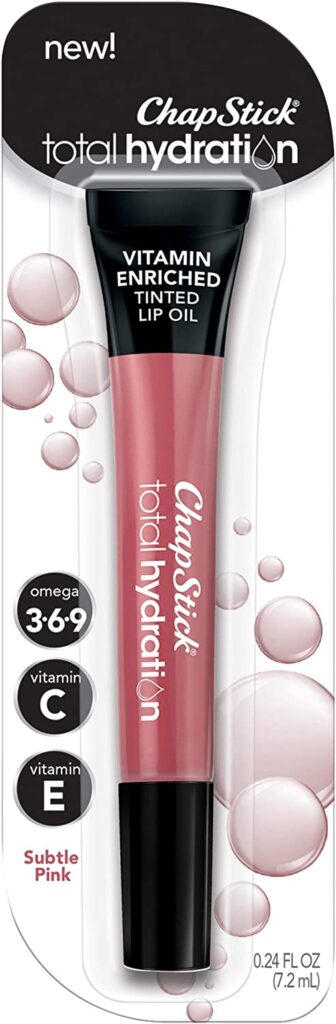 ChapStick Total Hydration Enriched Tinted Lip Oil with Vitamin C & E, Contains Omega 3 6 9