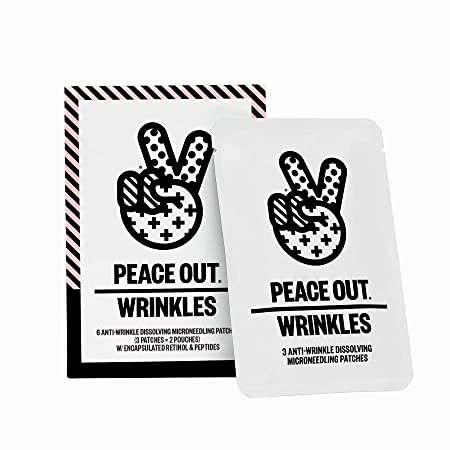 Peace Out Skincare Wrinkles. Dissolving Hyaluronic Acid Microneedling Patches with Retinol, Peptides and Vitamin C to Smooth Fine Lines and Wrinkles