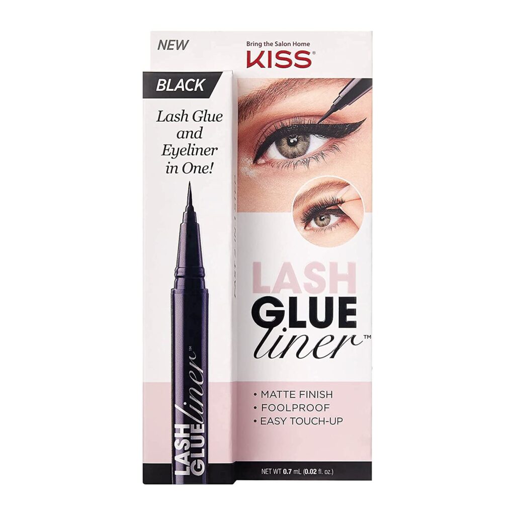 KISS Black Lash GLUEliner, 2-in-1 Felt-Tip Eyelash Adhesive and Eyeliner, Matte Finish, Foolproof Application, Easy Touch-Up