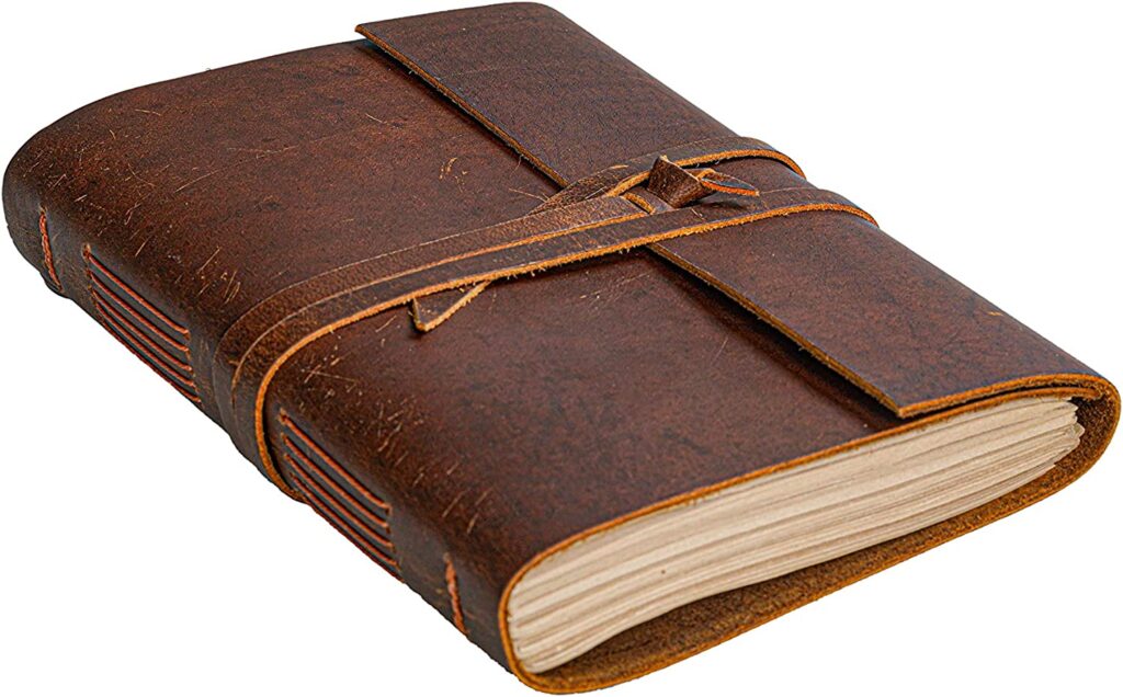 Leather Journal Notebook - Rustic Handmade Vintage Leather Bound Journals for Men and Women - Leather Craft Unlined Paper 300 Pages, Leather Book Diary