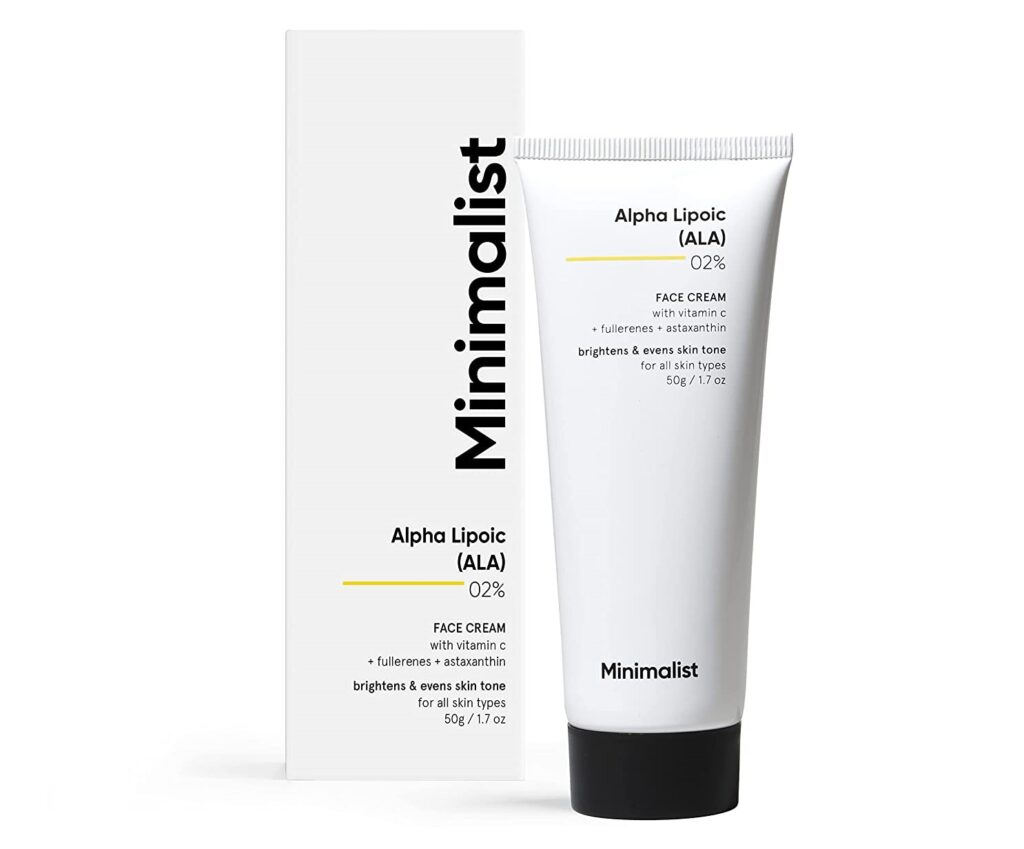 Minimalist 2% Alpha Lipoic (ALA) Brightening Cream with Vitamin C for Glowing Skin | With New Advanced Brightening Ingredient ALA