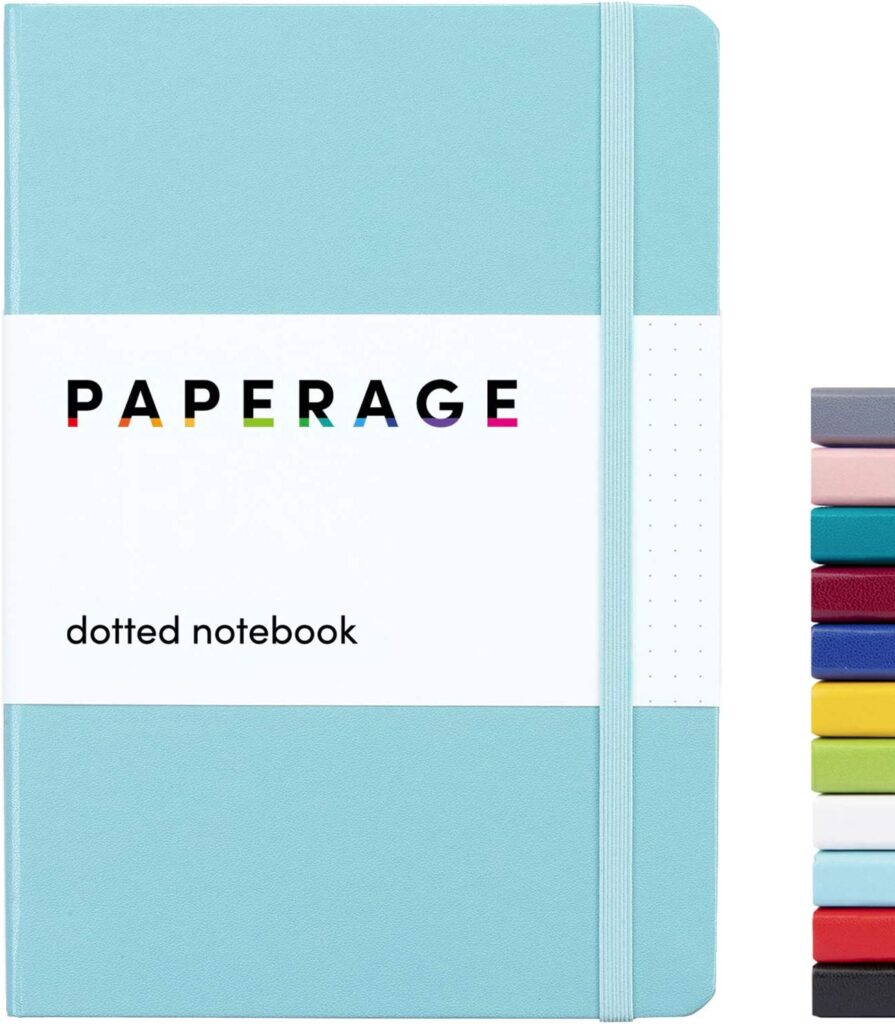 PAPERAGE Dotted Journal Notebook, (Blue), 160 Pages, Medium 5.7 inches x 8 inches - 100 gsm Thick Paper, Hardcover