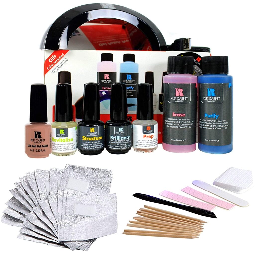 Red Carpet Manicure Pro 45 LED Gel Nail Polish Kit Soak Off Starter Package w/LED Drying Curing Lamp
