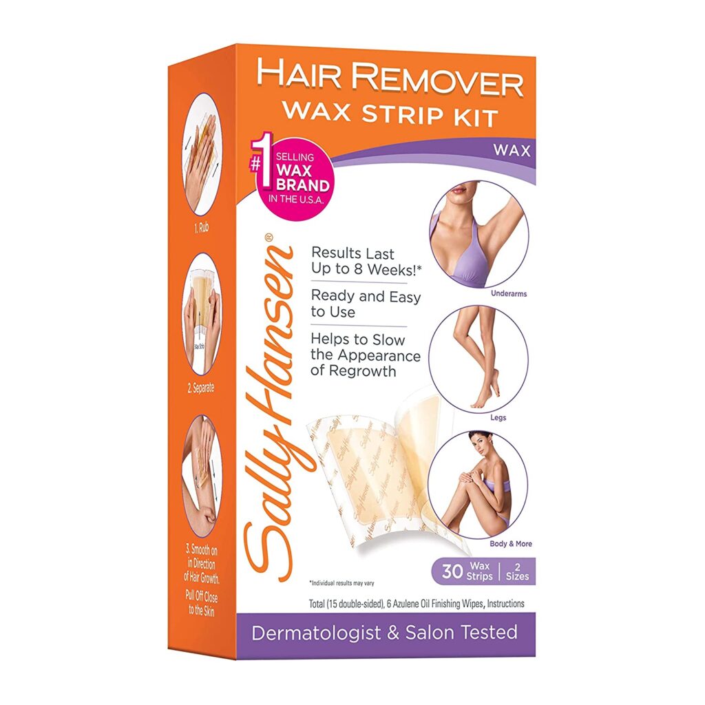 Sally Hansen Hair Remover Kit, 1 Count, Quick and Easy Wax Strip Ki
