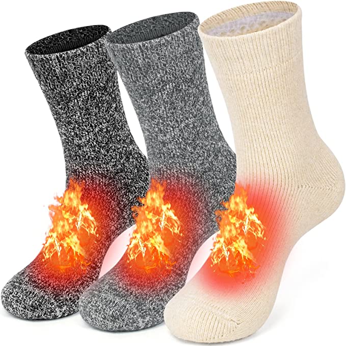 3 Pairs Wool Thermal Socks Winter Hiking Skiing Warm Merino Thick Boot Sock