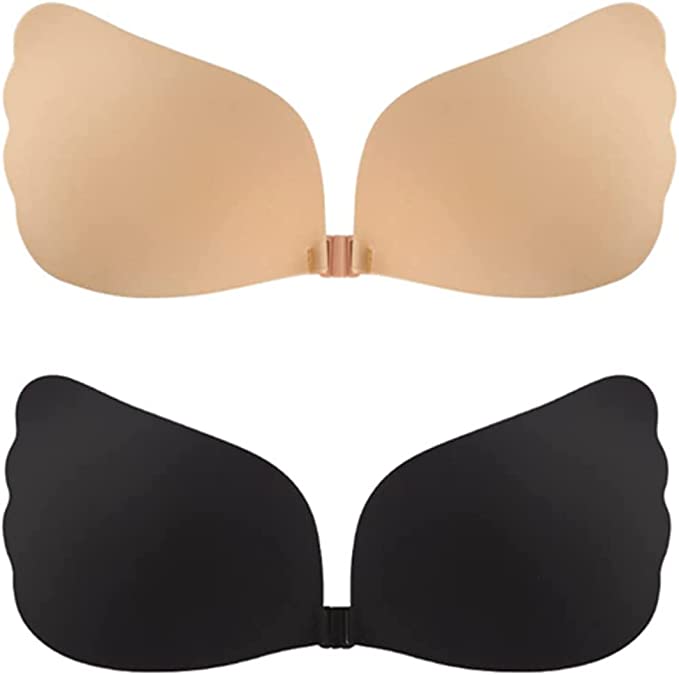 AFINNIEE 2 Pairs Sticky Bra Backless Strapless Push up Bras for Women, Invisible Adhesive Bra for Large Breasts