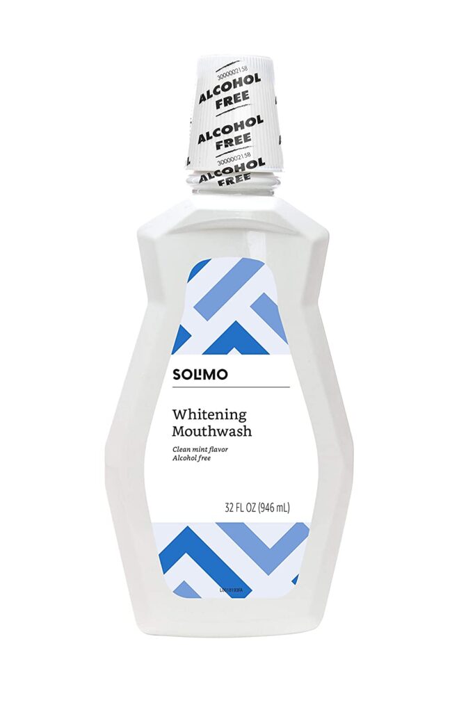 Amazon Brand - Solimo Whitening Mouthwash, Alcohol Free, Clean Mint, 