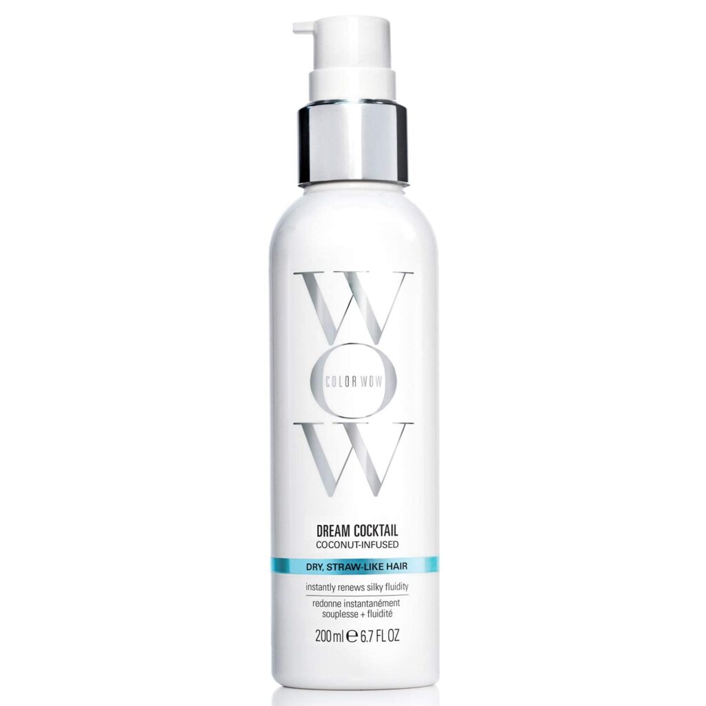 Color Wow Dream Cocktail Coconut-Infused – No frizz leave-in conditioner turns dry, damaged hair to silk in a single blow dry; Coconut oil complex detangles, silkens; heat protection; closes cuticles