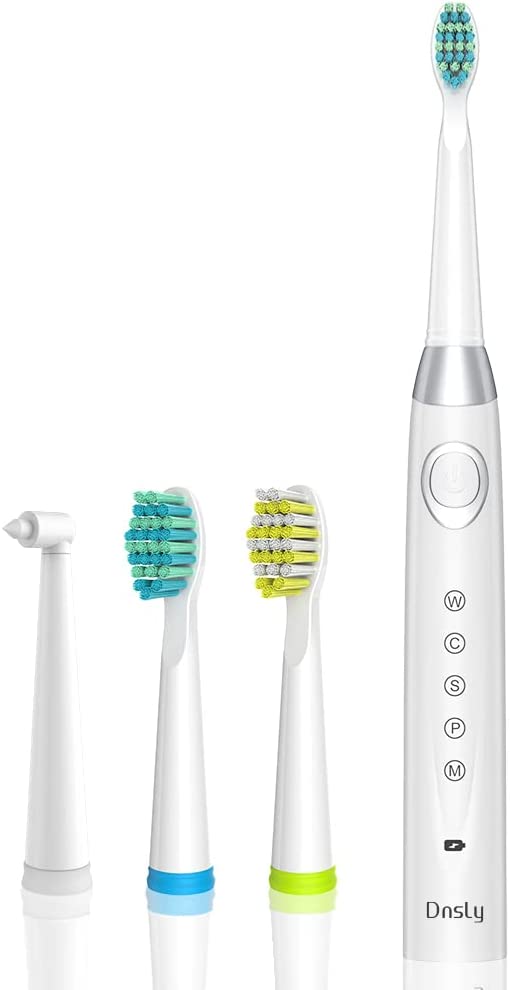 Dnsly Electric Toothbrush for Adults , Ultrasonic Rechargeable Sonic Toothbrushes , 5 Modes with Smart Timer , 4 Hours Charge for 30 Days Use