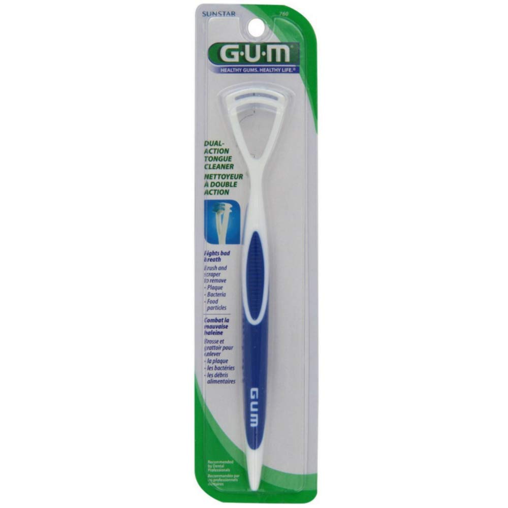 GUM - 760RB Dual Action Tongue Cleaner Brush and Scraper