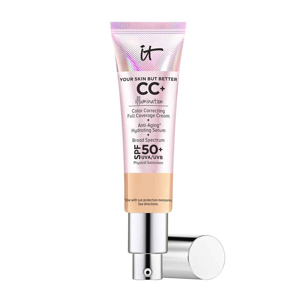 IT Cosmetics Your Skin But Better CC+ Cream Illumination, Medium (W) - Color Correcting Cream, Full-Coverage Foundation, Hydrating Serum & SPF 50+ Sunscreen - Radiant Finish 