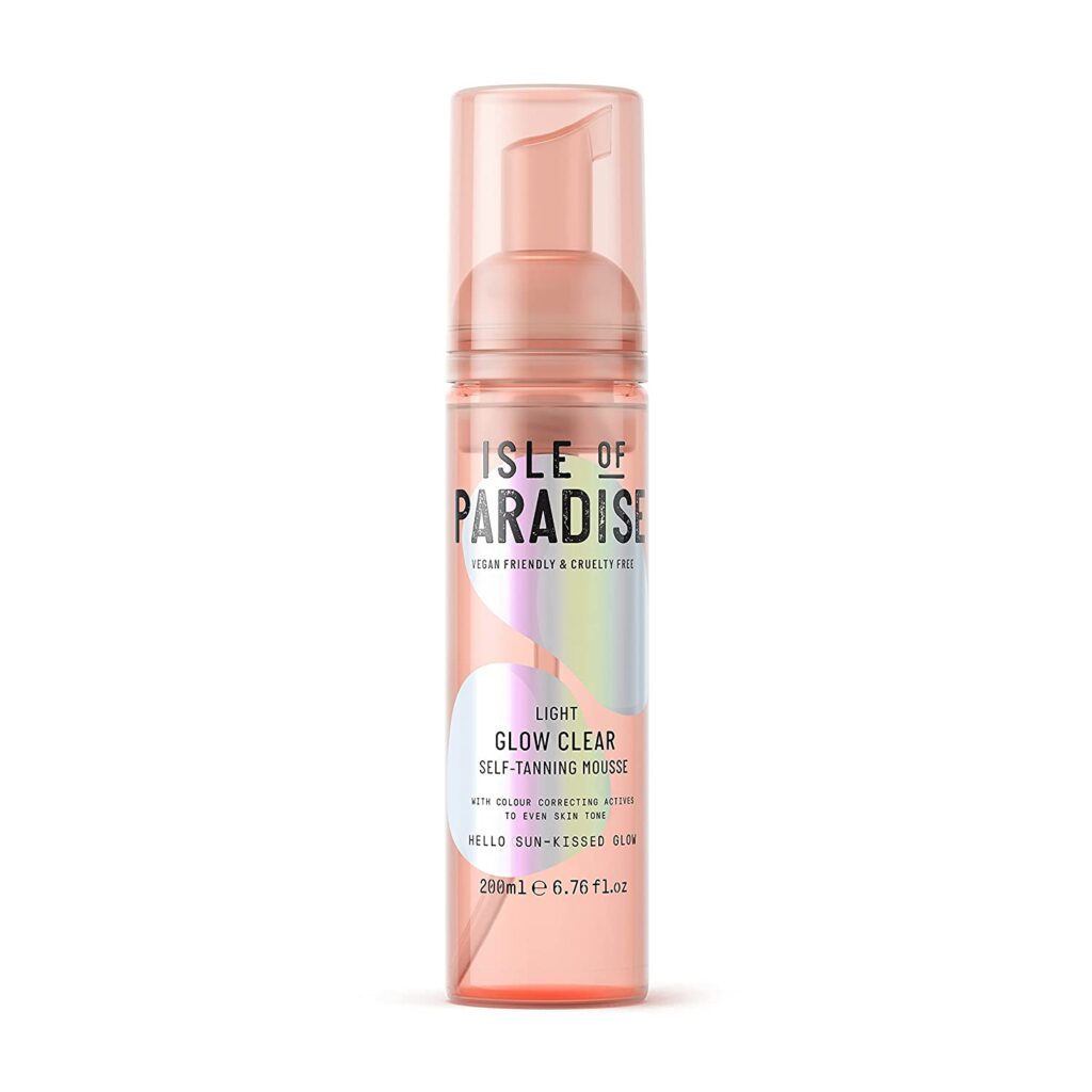  Isle of Paradise Glow Clear Self Tanning Mousse - Color Correcting Tanning Foam, Vegan and Cruelty Free,