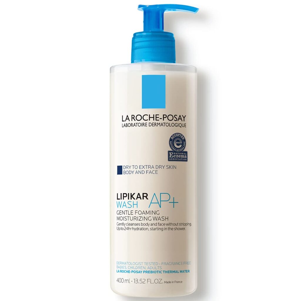 La Roche Posay Lipikar Wash AP+ Body & Face Wash with Pump, Gentle Daily Cleanser with Shea Butter & Niacinamide for Extra Dry Skin, Allergy Tested