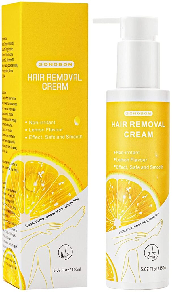 Lemon Flavor Hair Removal Cream for Women and Men, Painless Non-Irritat for Sensitive Skin, SONOBOM Bikini Hair Removal Cream For Intimate Area, Arms, Legs