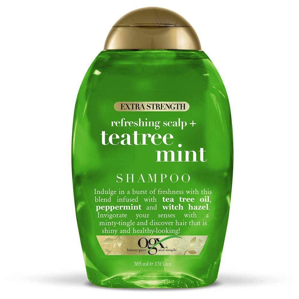 OGX Extra Strength Refreshing Scalp + Teatree Mint Shampoo, Invigorating Scalp Shampoo with Tea Tree & Peppermint Oil & Witch Hazel, Paraben-Free, Sulfate-Free Surfactants