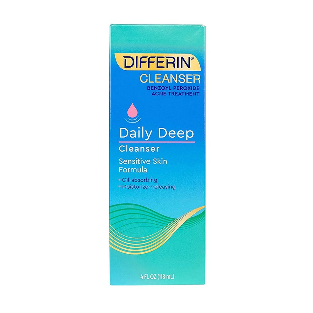 Acne Face Wash with Benzoyl Peroxide by the makers of Differin Gel, Daily Deep Cleanser, Gentle Skin Care for Acne Prone Sensitive Skin