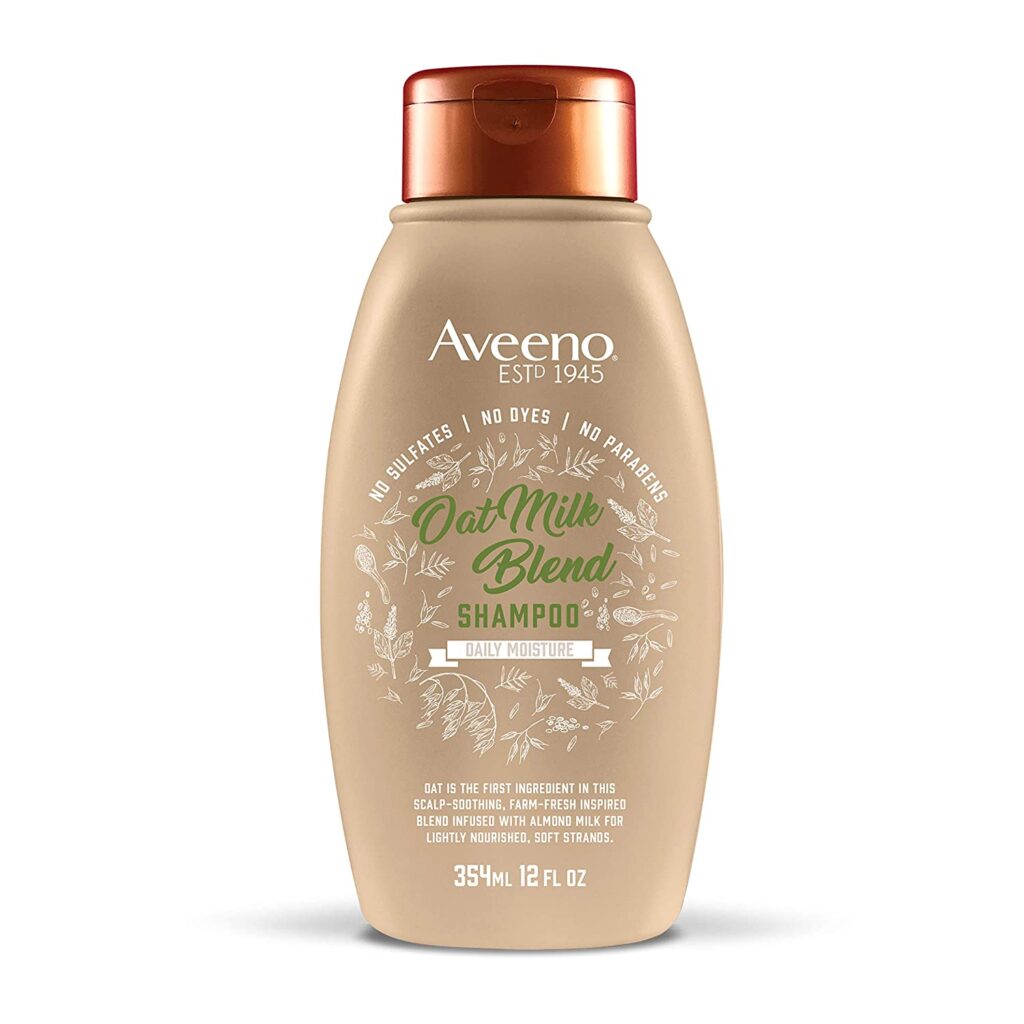 Aveeno Farm-Fresh Oat Milk Sulfate-Free Shampoo with Colloidal Oatmeal & Almond Milk, Moisturizing Shampoo for All Hair Types, Safe for Color-Treated Hair, Paraben & Dye-Free