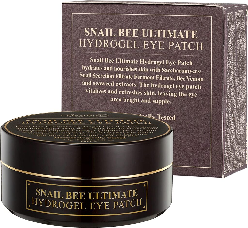 BENTON Snail Bee Ultimate Hydrogel Eye Patch 60pcs - Snail Secretion Filtrate & Seaweeds Extract Contained Nourishing & Hydrating Eye and Wrinkle Areas Patches, Soothign and Cooling,