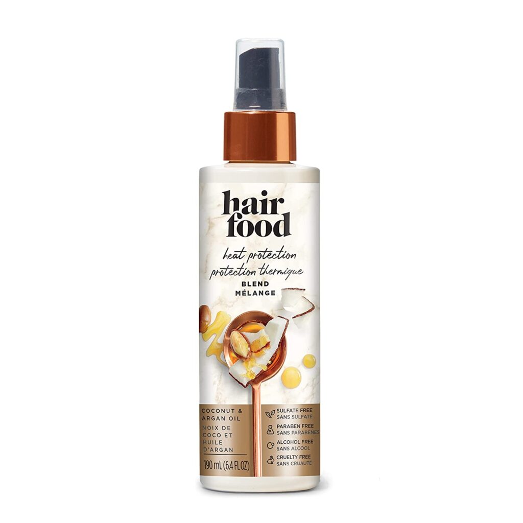 Hair Food Coconut & Argan Oil Heat Protectant Spray Blend, Paraben & Dye Free, 