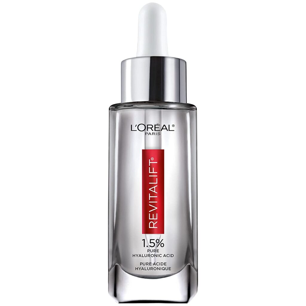 L’Oreal Paris 1.5% Pure Hyaluronic Acid Serum for Face with Vitamin C from Revitalift Derm Intensives for Dewy Looking Skin, Hydrate, Moisturize, Plump Skin, Reduce Wrinkles, Anti Aging Serum