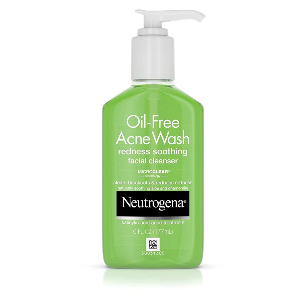 Neutrogena Oil-Free Acne and Redness Facial Cleanser, Soothing Face Wash with Salicylic Acid Acne Medicine, Aloe, and Chamomile to Reduce Facial Redness