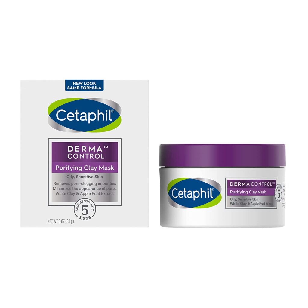 Clay Mask by Cetaphil Pro, Dermacontrol Purifying Clay Face Mask with Bentonite Clay for Blackheads and Pores, Designed for Oily, Sensitive Skin,