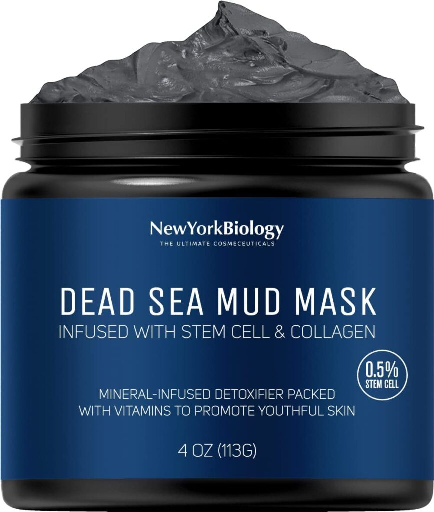 New York Biology Dead Sea Mud Mask for Face and Body with Stem Cell and Collagen - Spa Quality Pore Reducer for Acne, Blackheads and Oily Skin, Natural Skincare for Women, Men - Tightens Skin