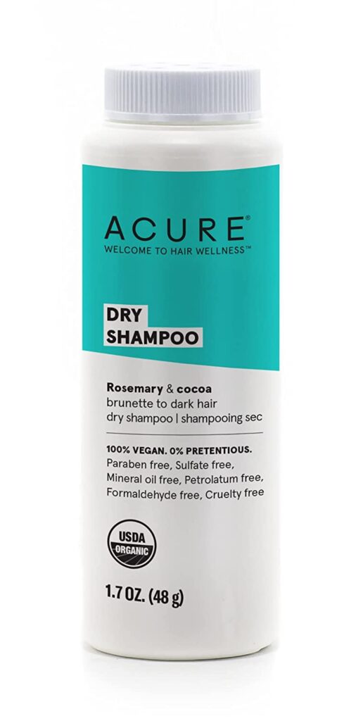 Acure Dry Shampoo - Brunette to Dark Hair | 100% Vegan | Certified Organic | Performance Driven Hair Care | Cocoa & Rosemary - Absorbs Oil & Removes Impurities Without Water