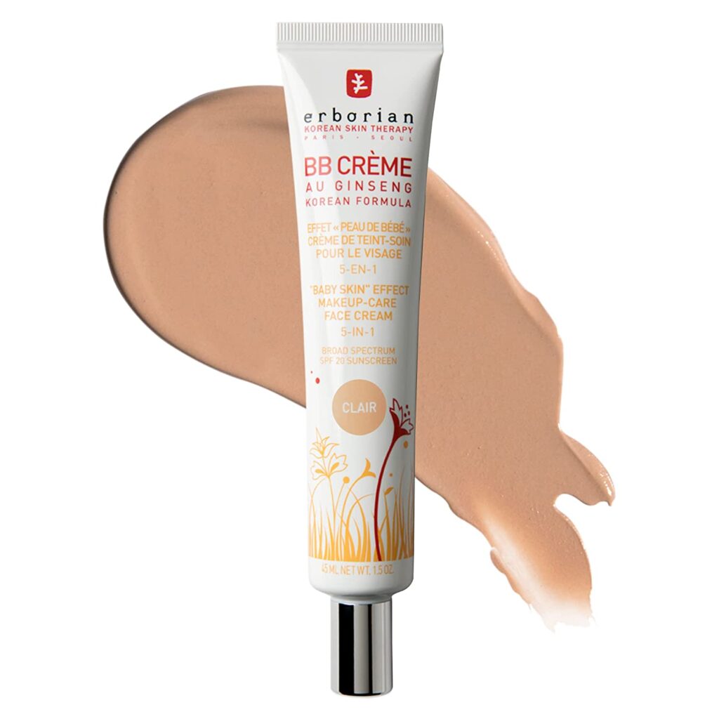 Erborian BB Cream with Ginseng - Lightweight Buildable Coverage with SPF & Ultra-Soft Matte Finish Minimizes Pores, Blemishes & Imperfections - Korean Face Makeup & Skincare