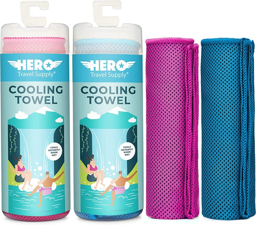 Hero Cooling Towel for Travel, Hiking, Sports, Yoga (2-Pack) Ultra Soft Microfiber 40" x 12"
