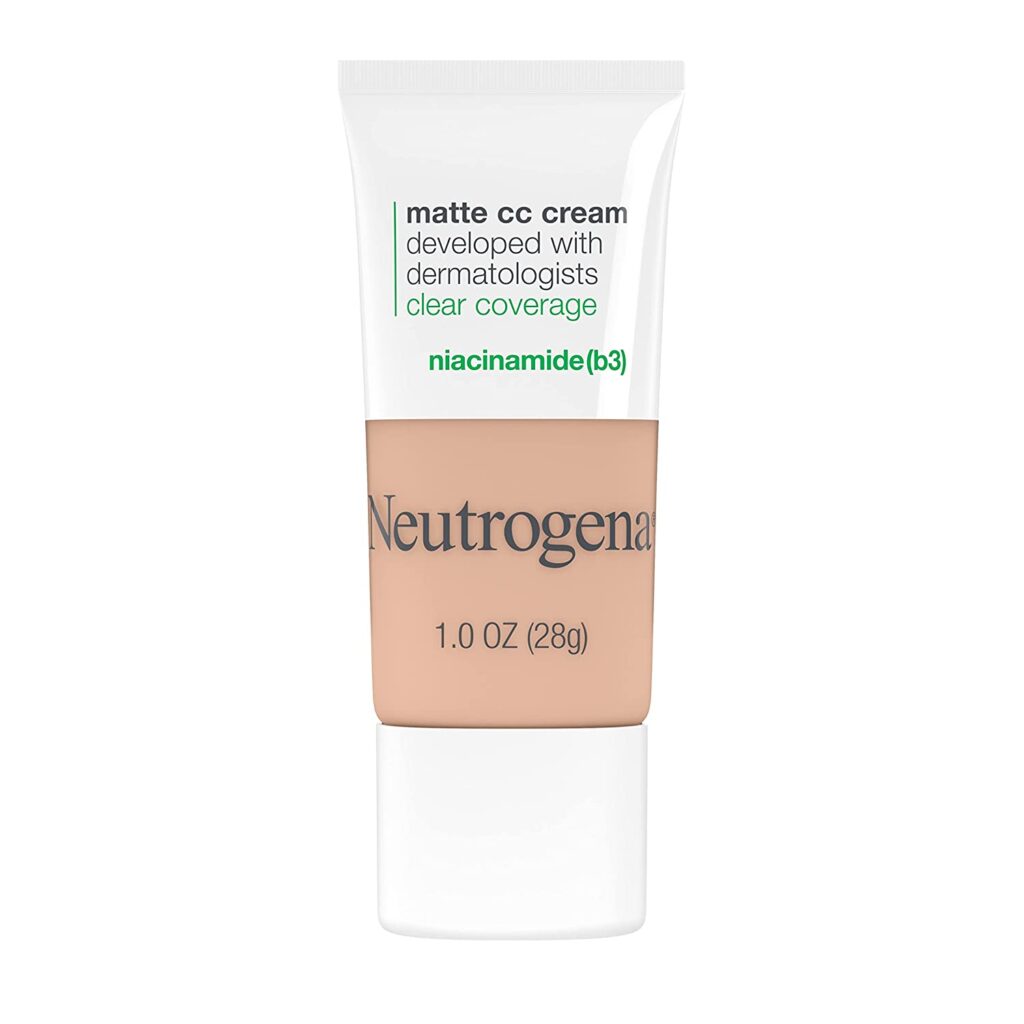 Neutrogena Clear Coverage Flawless Matte CC Cream, Full-Coverage Color Correcting Cream Face Makeup with Niacinamide (b3), Hypoallergenic, Oil Free & Free, 