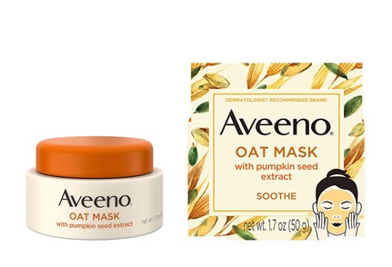 Aveeno Oat Face Mask with Soothing Pumpkin Seed Extract and Feverfew Extract, to Rebalance and Hydrate Skin, Paraben Free, Phthalate-Free