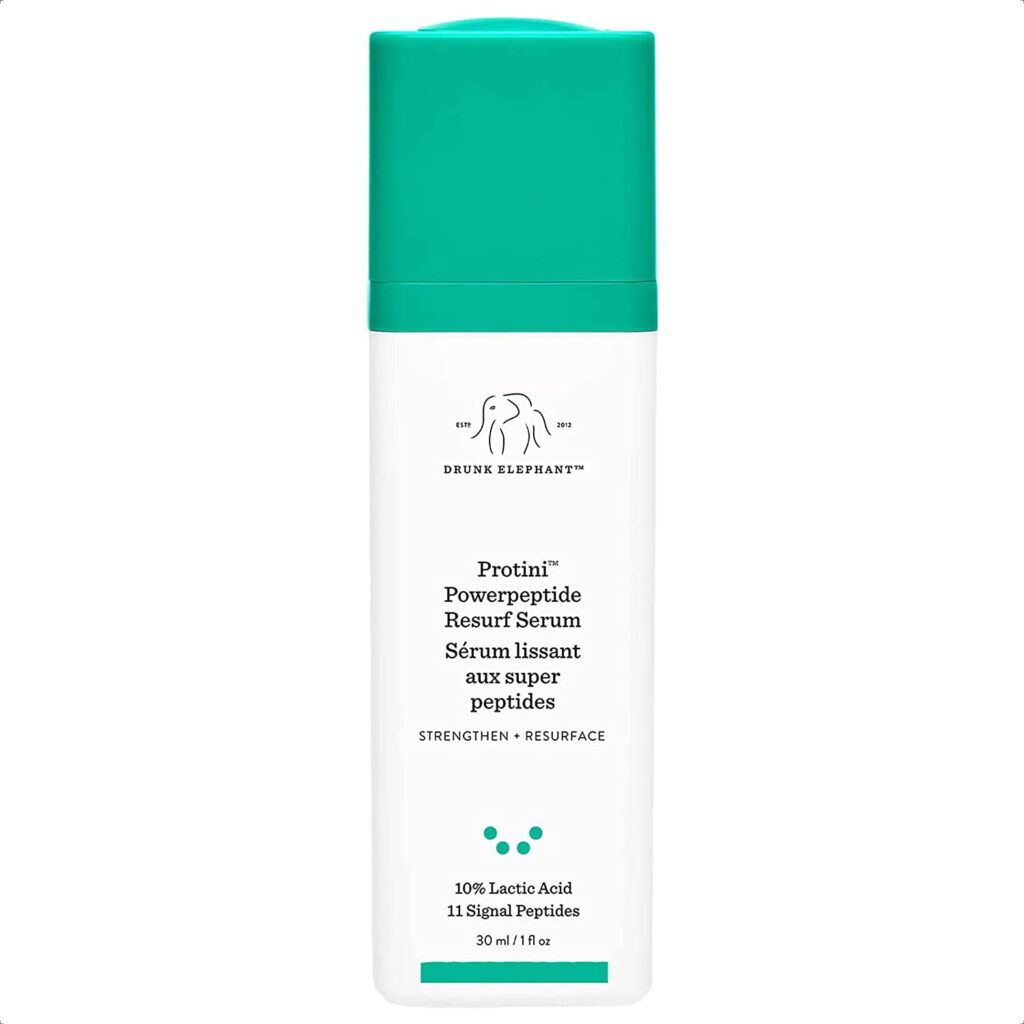 Drunk Elephant Protini Powerpeptide Resurf Serum. Strengthen and Resurface Face Serum with 10% Lactic Acid and 11 Signal Peptides