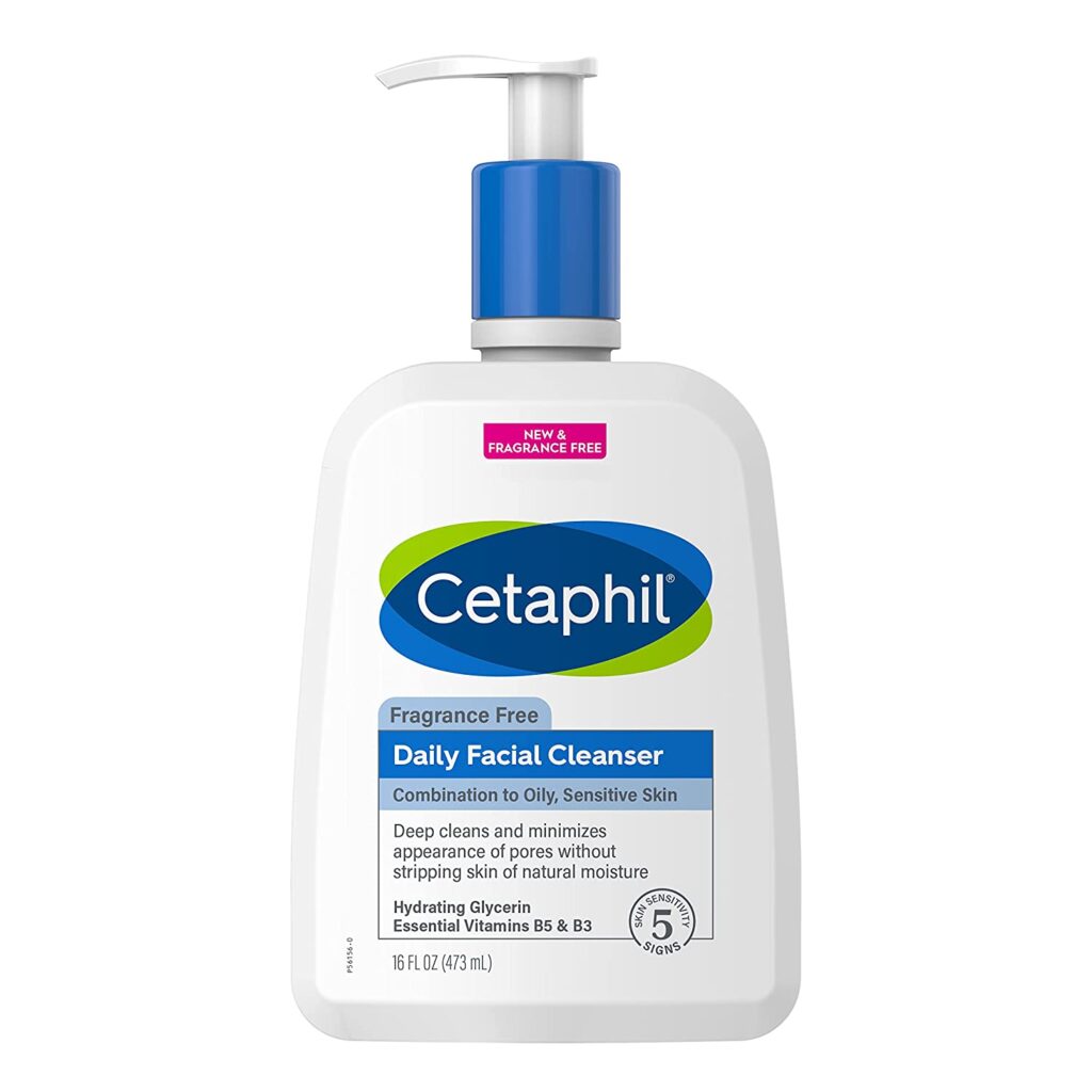 Face Wash by CETAPHIL, Daily Facial Cleanser for Sensitive, Combination to Oily Skin, NEW 16 oz, Fragrance Free ,Gentle Foaming, Soap Free, Hypoallergenic